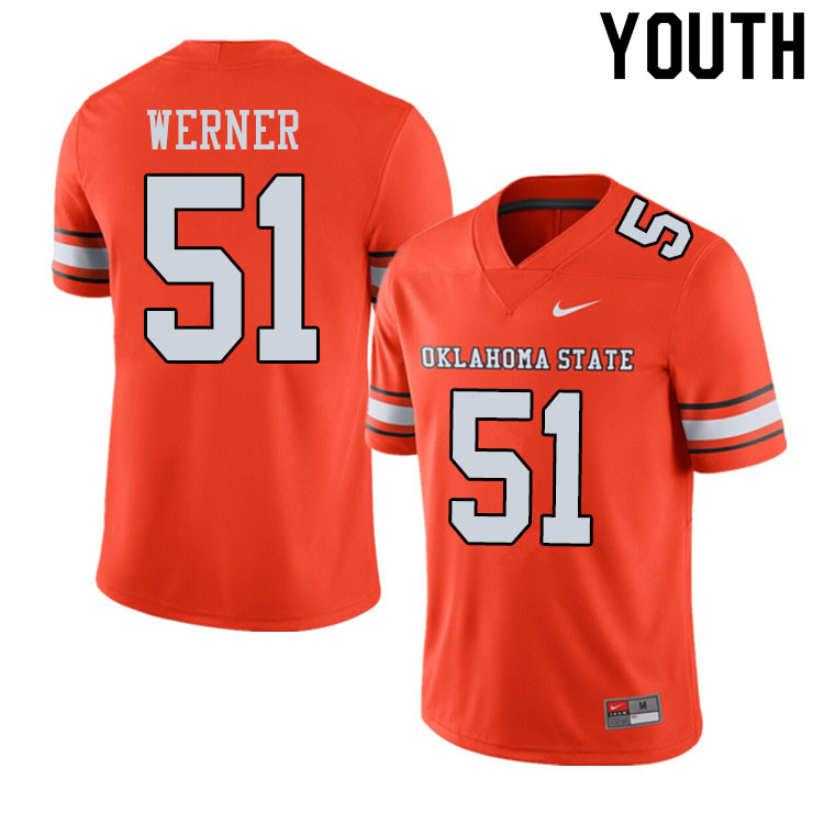 Youth #51 Matthew Werner Oklahoma State Cowboys College Football Jerseys Sale-Alternate Orange - Click Image to Close